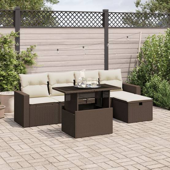 Vidaxl - Salon de jardin avec coussins 6 pcs marron résine tressée vidaXL 3274813 - Image 1