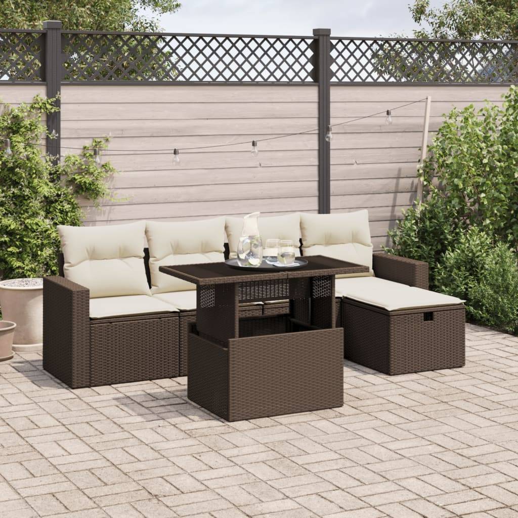 Vidaxl - Salon de jardin avec coussins 6 pcs marron résine tressée vidaXL 3274813 - Image 1