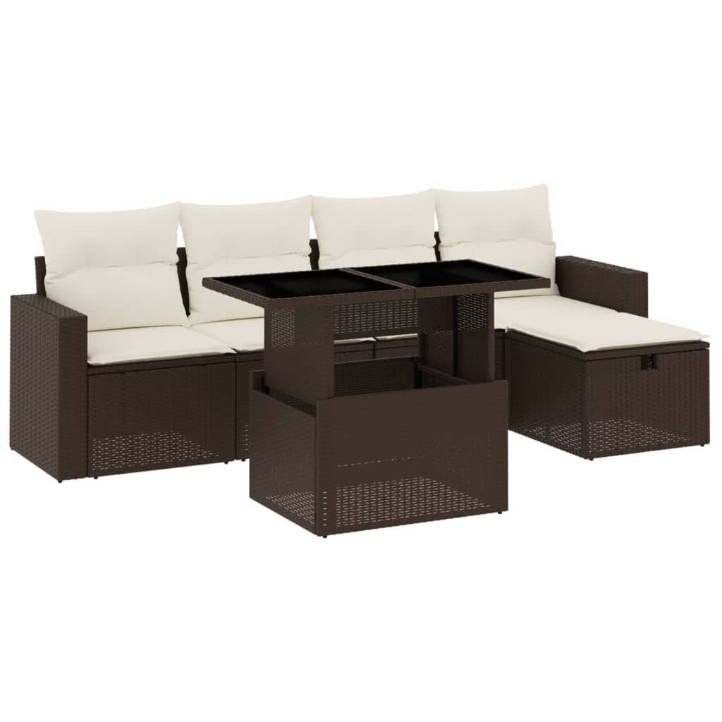 Vidaxl - Salon de jardin avec coussins 6 pcs marron résine tressée vidaXL 3274813 - Image 2