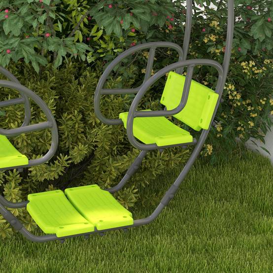 Balançoire enfant structure métallique avec poignée pour 2 enfants 3-6 ans, 110,5×40,5×180 cm, verte, conception sécurisée - Image 9