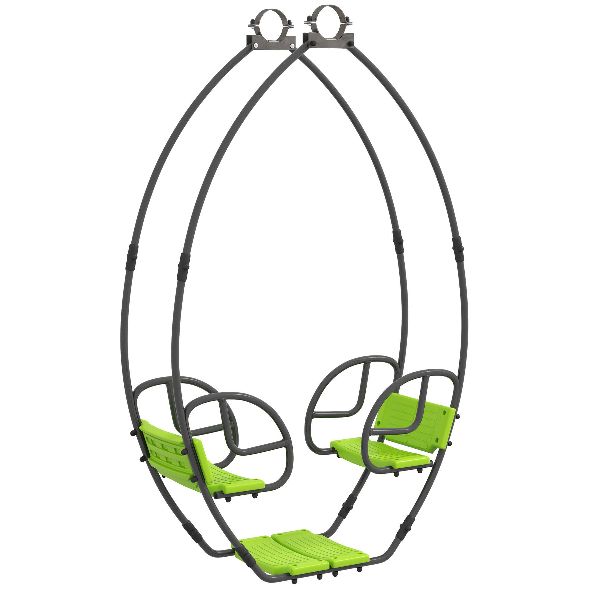 Balançoire enfant structure métallique avec poignée pour 2 enfants 3-6 ans, 110,5×40,5×180 cm, verte, conception sécurisée - Image 10