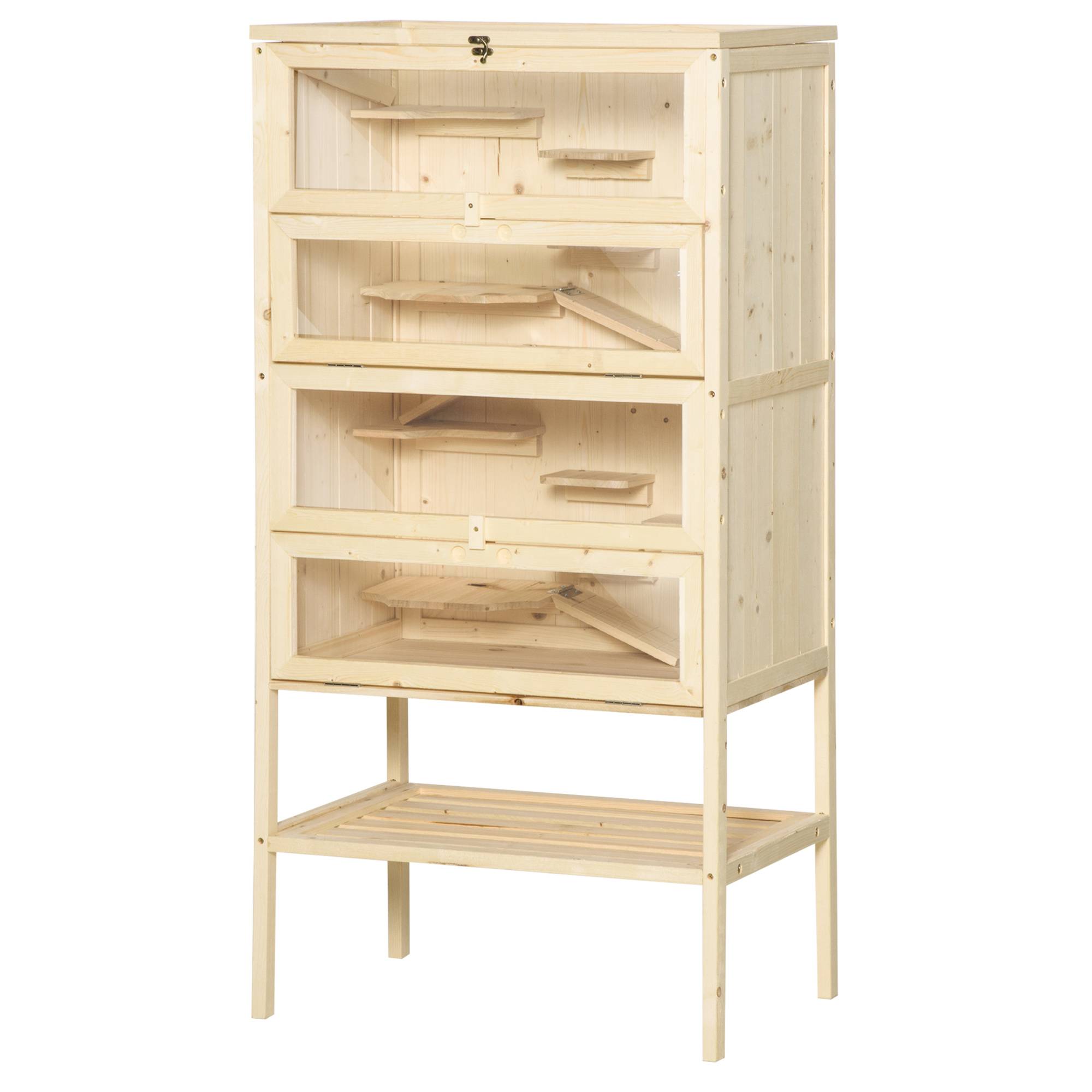 Cage pour rongeurs bois naturel 60 x 40 x 120 cm - PANGIVO - Image 2