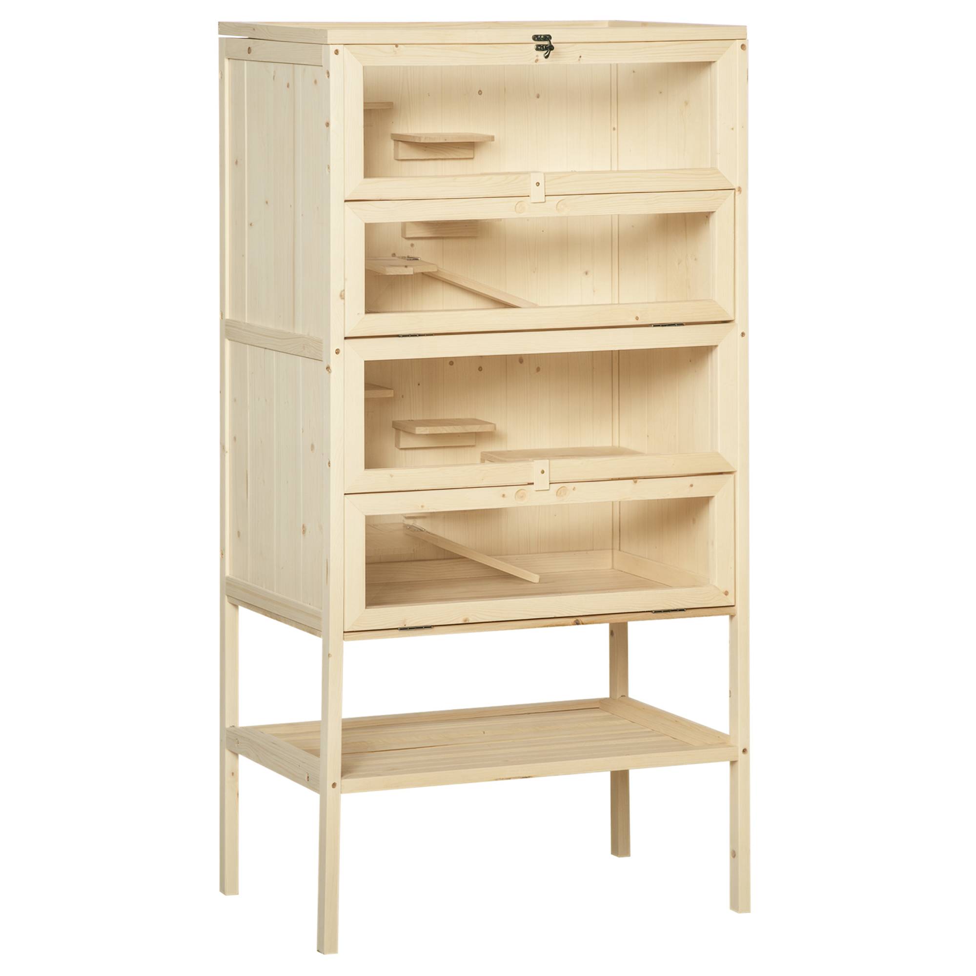 Cage pour rongeurs bois naturel 60 x 40 x 120 cm - PANGIVO - Image 1