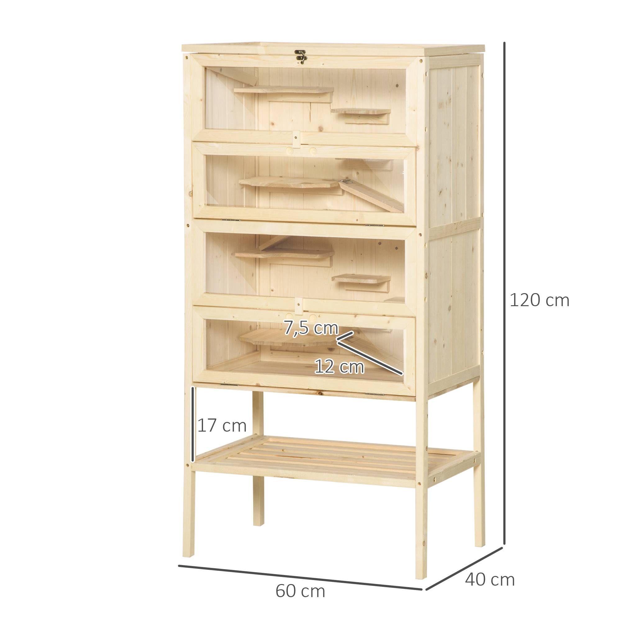 Cage pour rongeurs bois naturel 60 x 40 x 120 cm - PANGIVO - Image 5