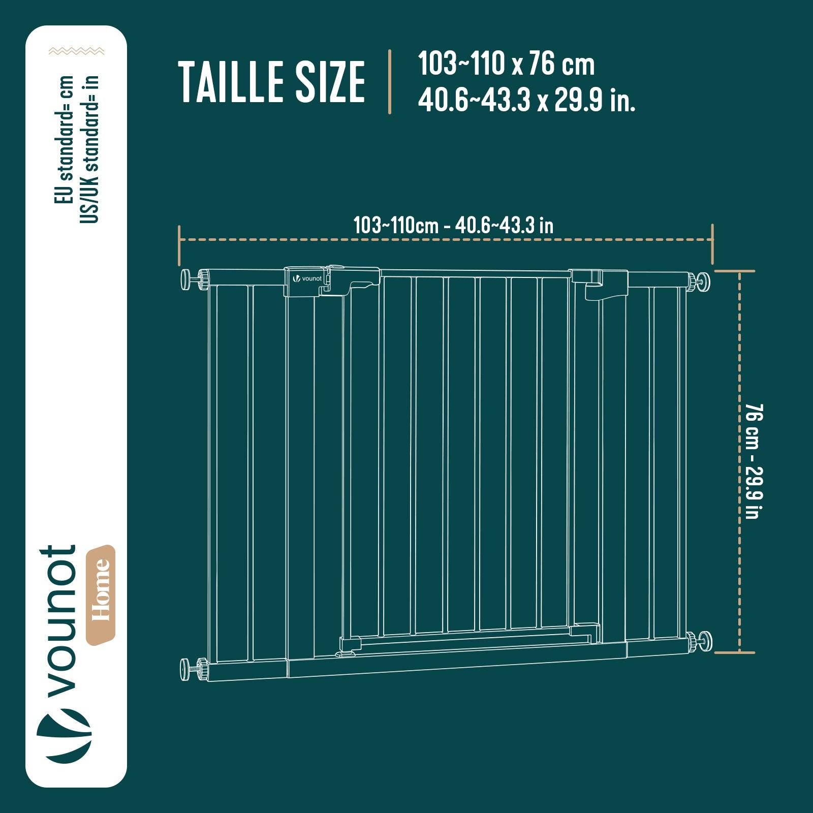 Vounot - Barriere de securite a pression sans percage Largeur 103-110cm Metal blanc - Image 3