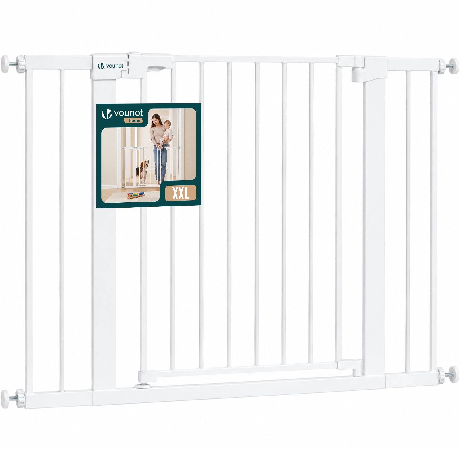 Vounot - Barriere de securite a pression sans percage Largeur 103-110cm Metal blanc - Image 1