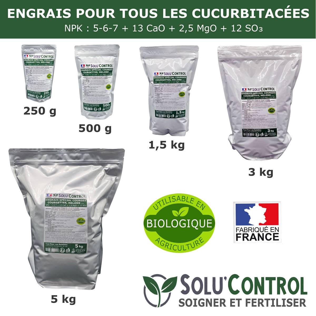 SOLU’CONTROL - 3 kg d'Engrais Spécial Courges, Courgettes et autres cucurbitacées - Formulation haute qualité Organo-Minerale - Image 5