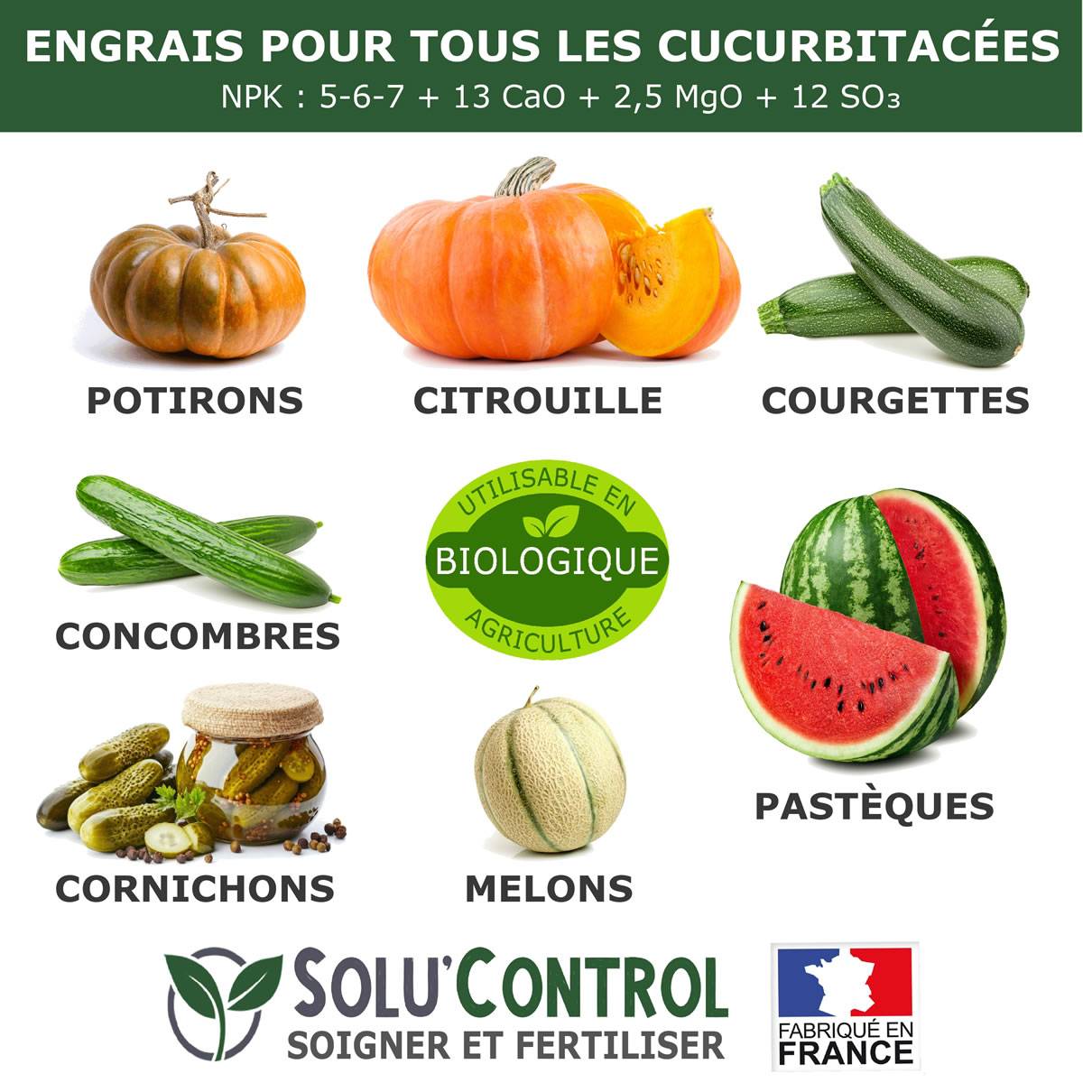 SOLU’CONTROL - 3 kg d'Engrais Spécial Courges, Courgettes et autres cucurbitacées - Formulation haute qualité Organo-Minerale - Image 3