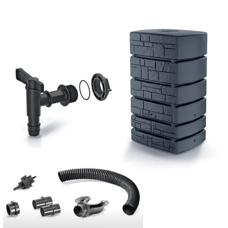 Pack Réservoir d'eau de pluie Tower Stone 500L avec robinet et kit de raccordement - Image 1