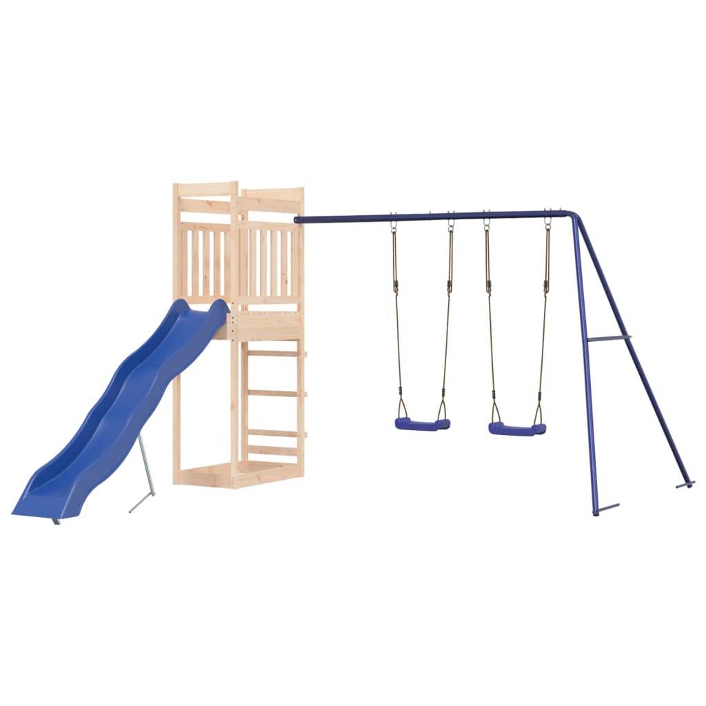 Helloshop26 - Aire de jeux d'extérieur balançoires toboggan portiques robuste jeux jardin 314 x 349 x 207 cm bois de pin massif - Image 1