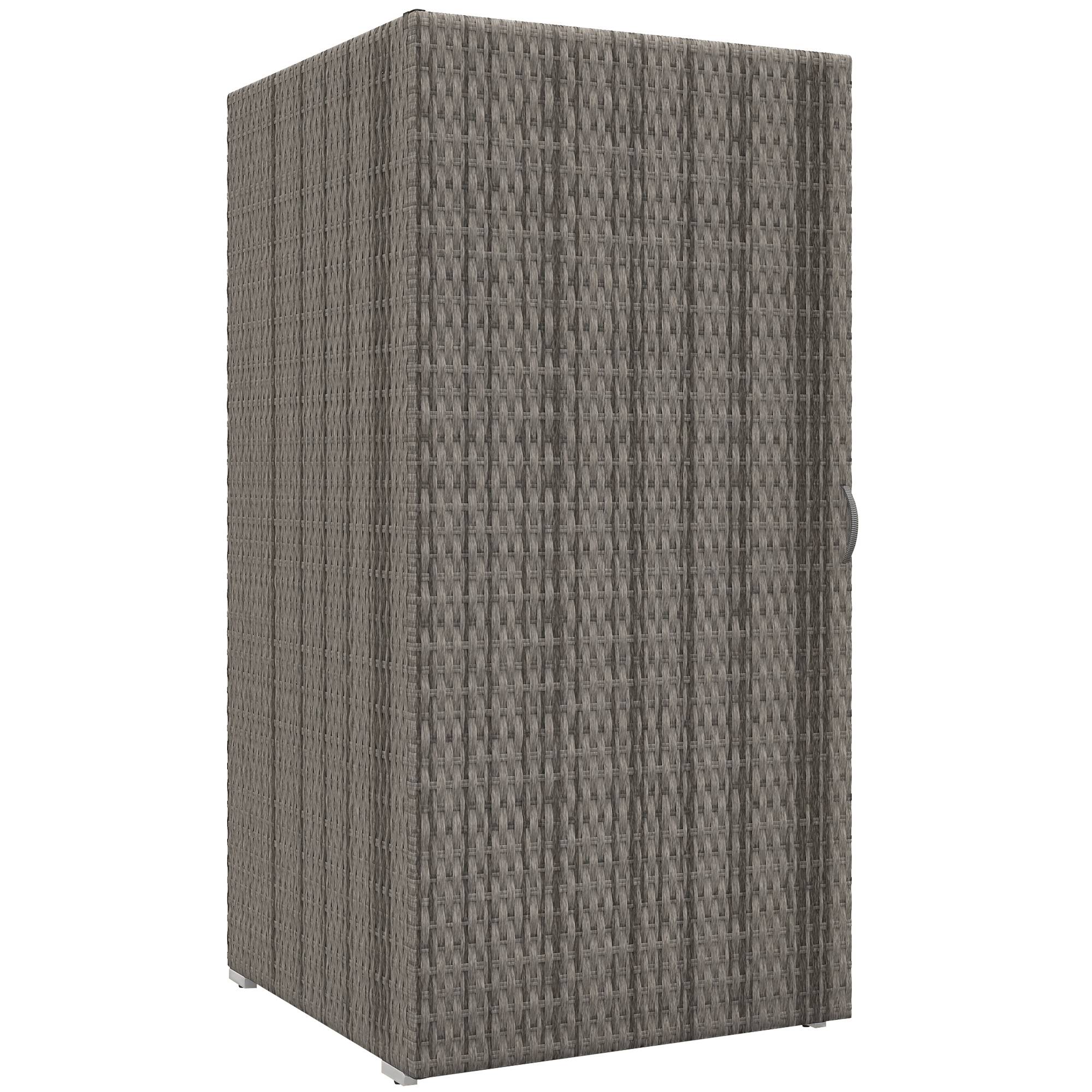 Armoire de rangement jardin 2 niveaux acier résine tressée 120cm gris - ComfortXL Outdoor Living - Image 1