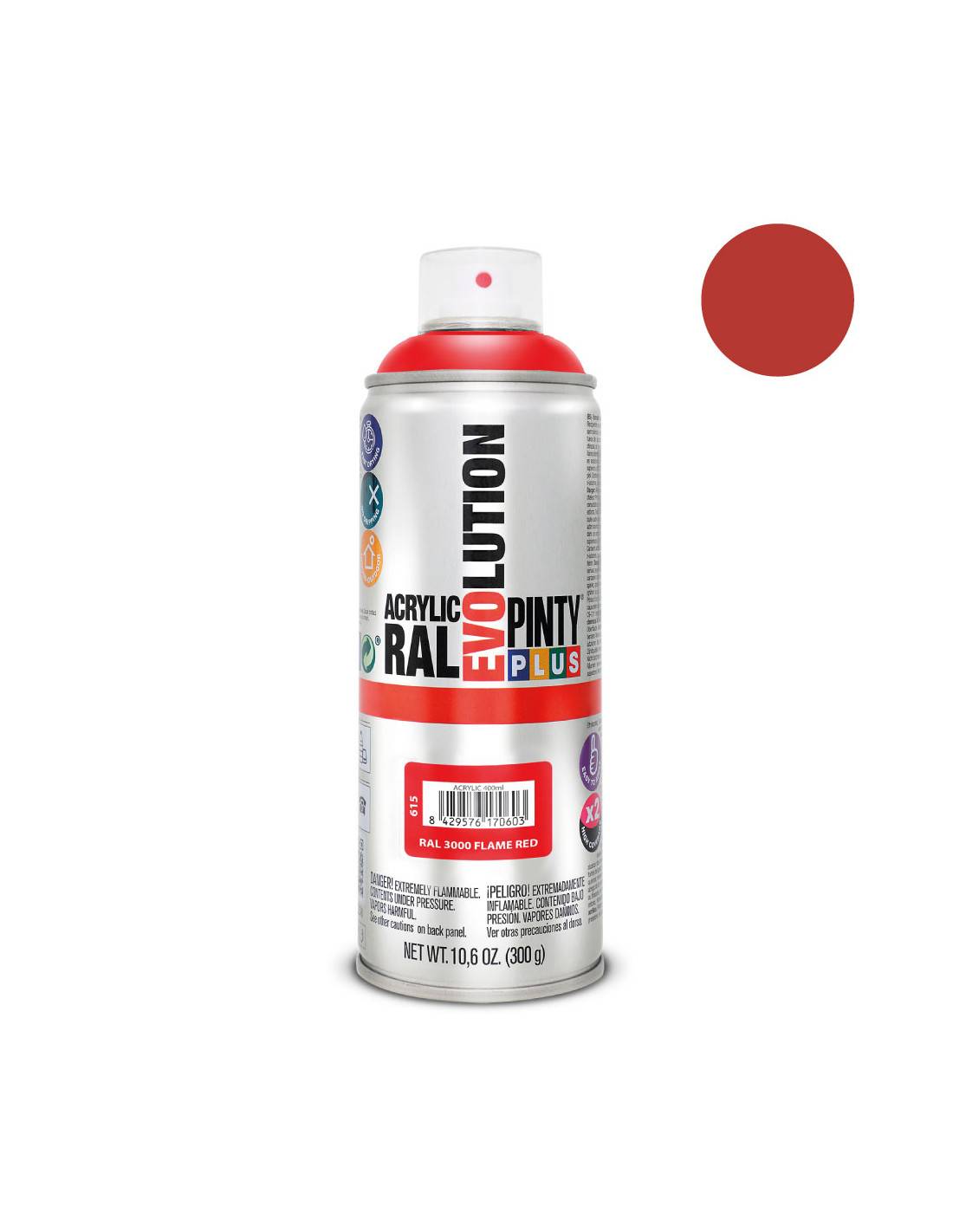 Peinture En Aérosol Pintyplus Evolution 520cc Ral 3000 Rouge Feu - Image 1