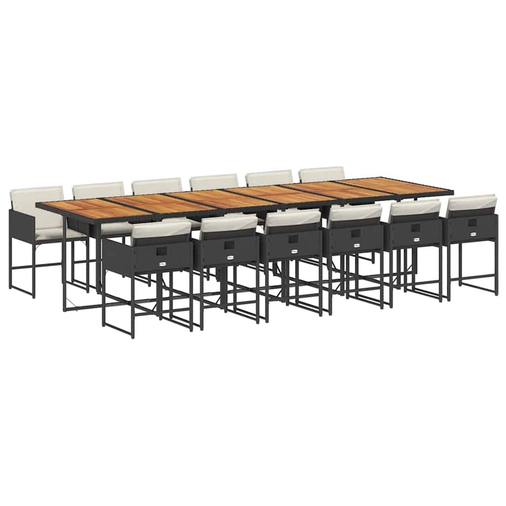 Salon de Jardin Encastrable 12 Places XXL, Grande Table 330cm Bois d'Acacia et Résine Tressée Noire – ComfortXL Outdoor Living - Image 2