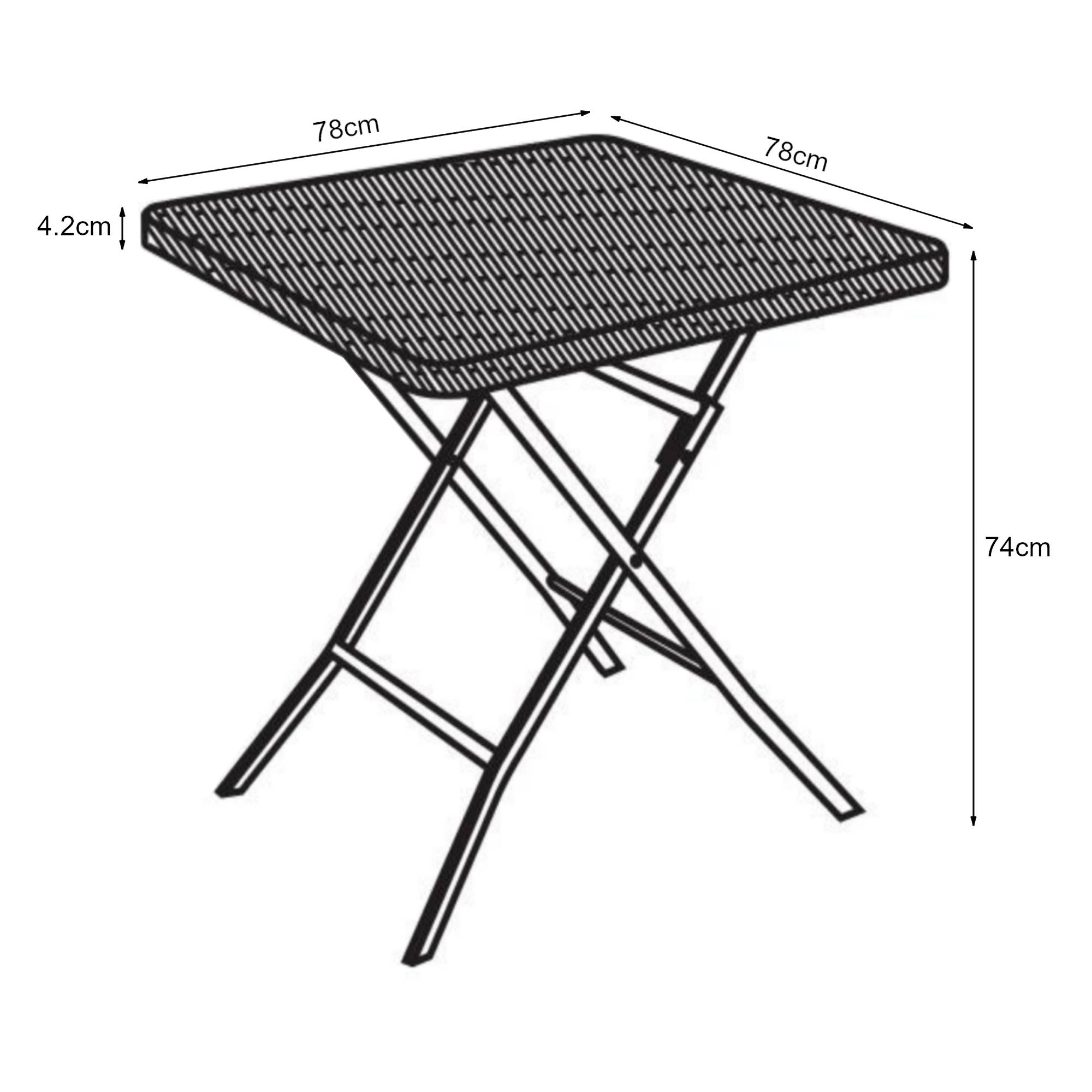 Table de camping pliante Mark 78 x 78 x 74 cm effet rotin noir [en.casa] - Image 4