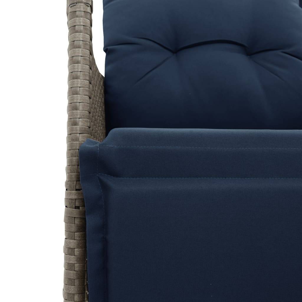ComfortXL - Canapé Extérieur Réglable avec Repose-Pieds Résine Grise Table Acacia Coussins Bleu Marine – ComfortXL Outdoor Living - Image 9