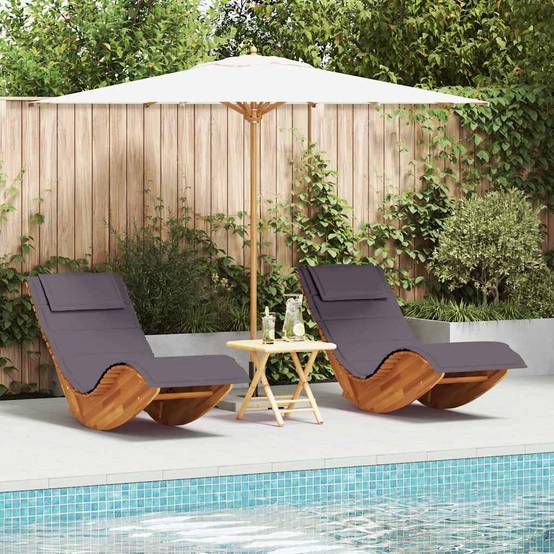 PANGIVO - Transat bois acacia marron 60 x 154 x 74 cm avec coussins, Poids :30.8kg - PANGIVO - Image 1