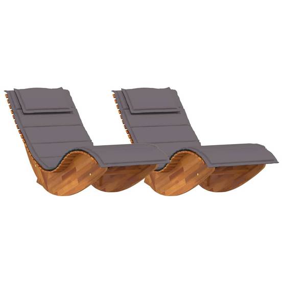 PANGIVO - Transat bois acacia marron 60 x 154 x 74 cm avec coussins, Poids :30.8kg - PANGIVO - Image 2