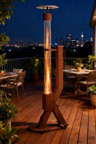 Chauffage de terrasse à granulés Rocket Heater en acier corten Green Flame - Image 2