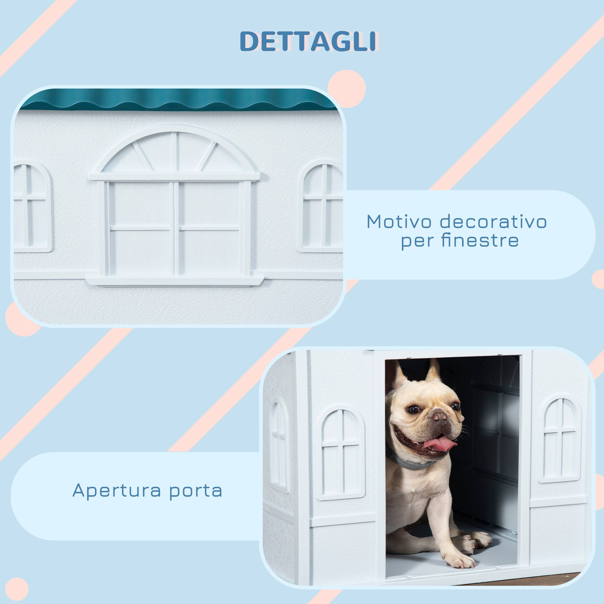 Cage de transport étanche en polypropylène pour chiens de petite et moyenne taille (20 kg max.), 65 x 75,7 x 63 cm, bleue - Image 8