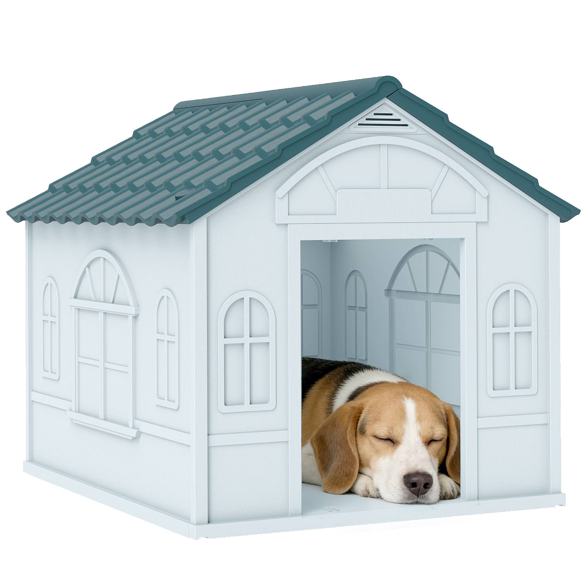 Cage de transport étanche en polypropylène pour chiens de petite et moyenne taille (20 kg max.), 65 x 75,7 x 63 cm, bleue - Image 1
