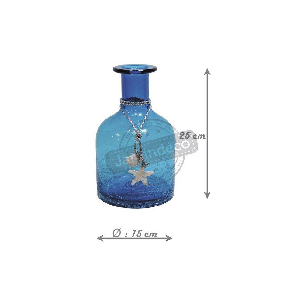 Aubry Gaspard - Vase petite bouteille en verre teinté bleu - Image 2