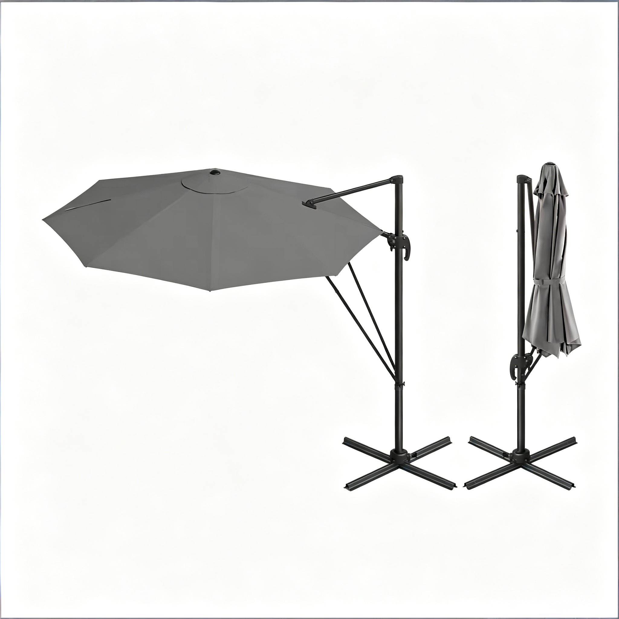 Parasol extérieur, parasol rond pour balcon, parasol de jardin avec base en acier cruciforme (parasol uniquement) - Image 5