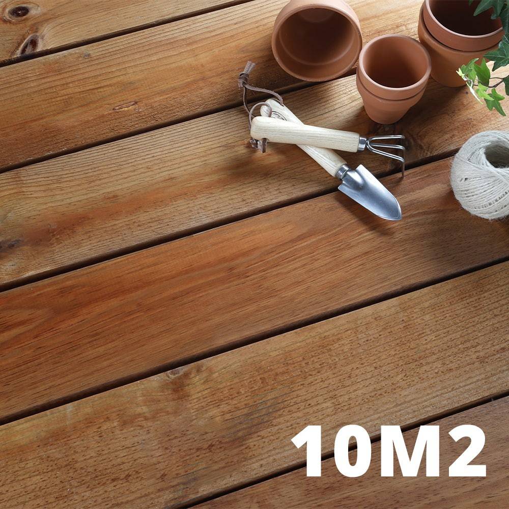 Decklinea - Kit Terrasse Bois ELVA 10m2 - 42 Lames de Terrasse (200 x 12 x 2.8 cm) - Traite CL3 - Marron - Garantie 10 ans -Surface Lisse - Image 1