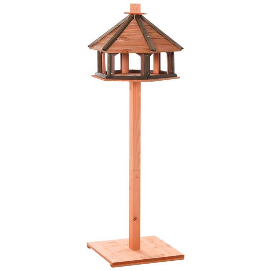 Mangeoire pour oiseaux sur pied bois naturel 52 x 52 x 130 cm - PANGIVO - Image 1