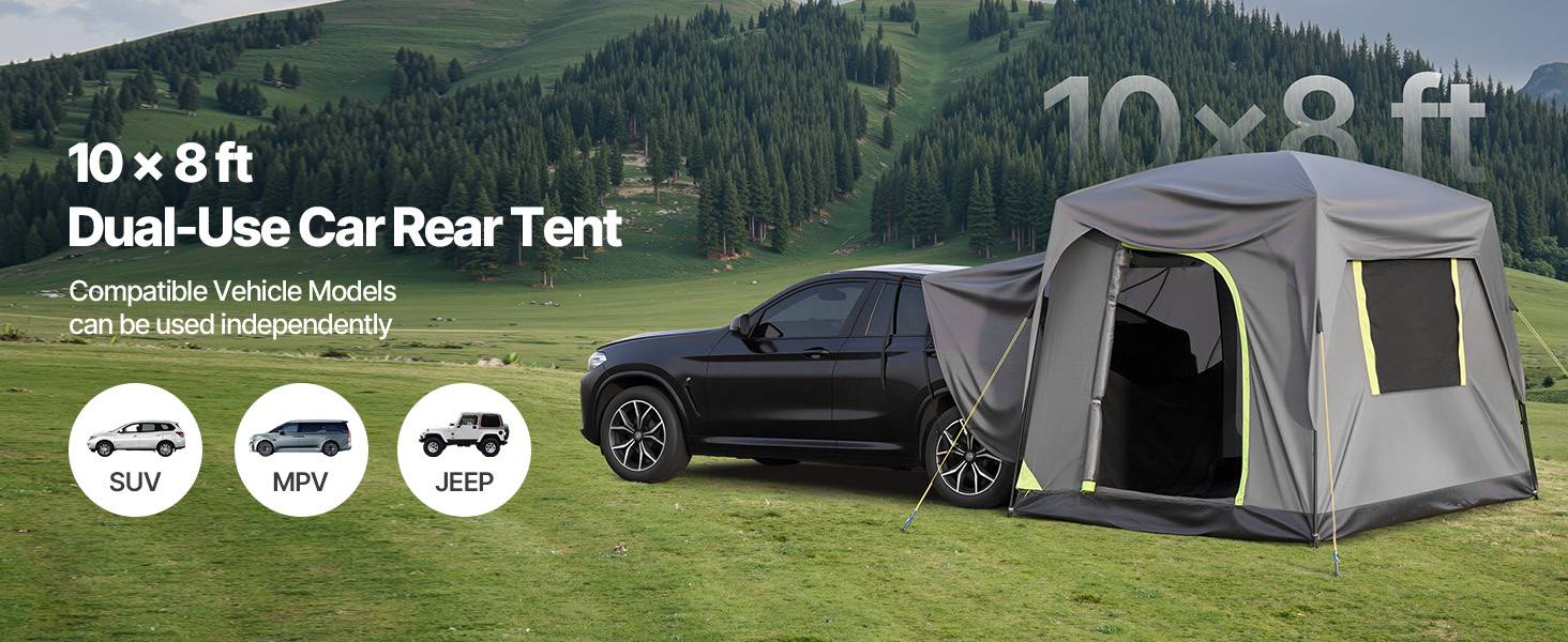 VEVOR Tente hayon SUV 2480x3080 mm, imperméable, double couche, 5-8 pers. Sac rangement. - Image 9