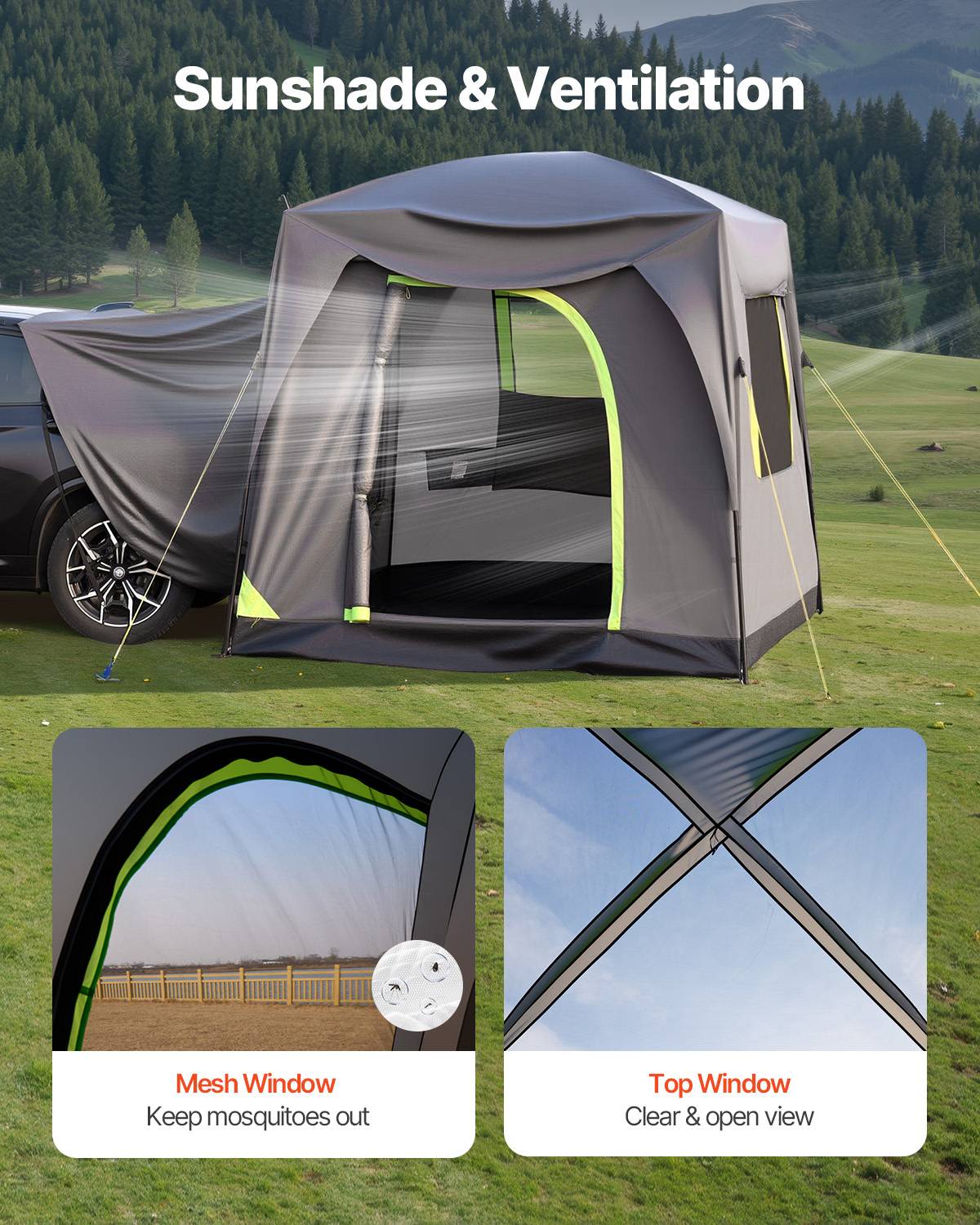 VEVOR Tente hayon SUV 2480x3080 mm, imperméable, double couche, 5-8 pers. Sac rangement. - Image 6