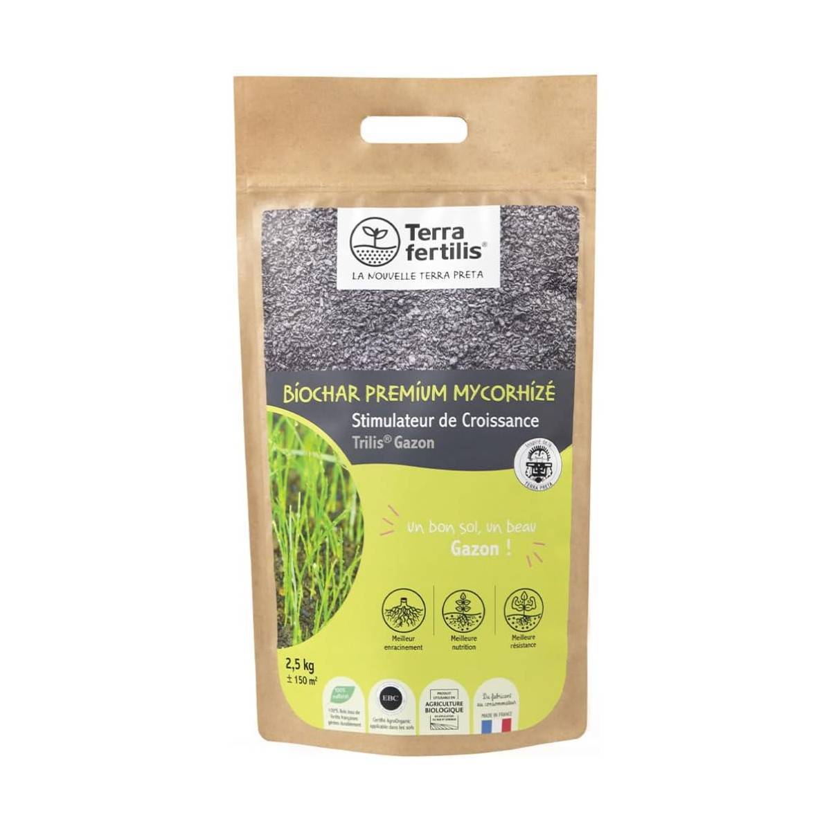 Terra Fertilis - Fertilisant Gazon Mycorhizes & Biochar - 1 kg et 2,5 kg - 2.5 kg - Image 1