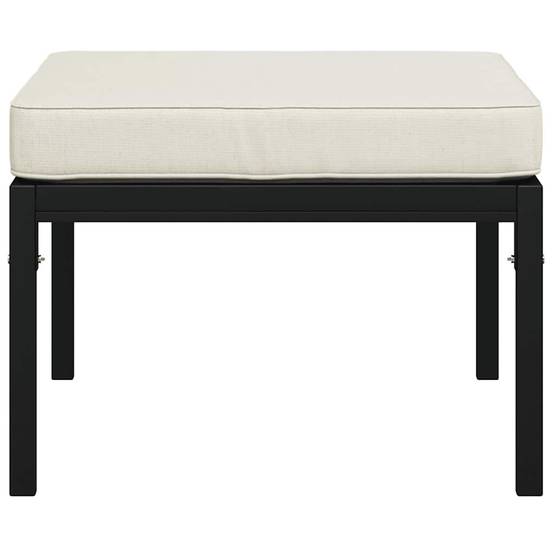Lot de 2 Tabourets de jardin | Repose-pied de jardin | Pouf et coussins sable 60x60x35cm acier Maison Chic - Image 4