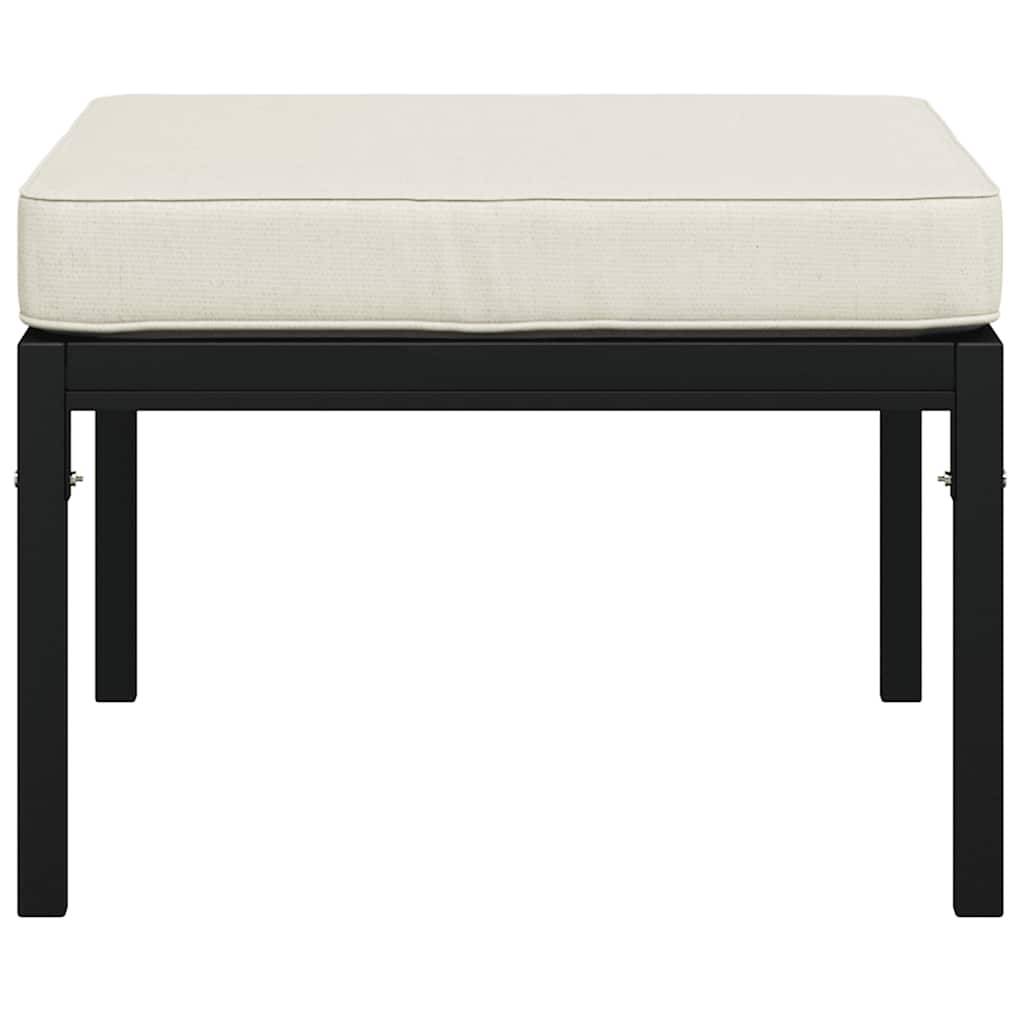 Lot de 2 Tabourets de jardin | Repose-pied de jardin | Pouf et coussins sable 60x60x35cm acier Maison Chic - Image 4