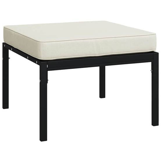Lot de 2 Tabourets de jardin | Repose-pied de jardin | Pouf et coussins sable 60x60x35cm acier Maison Chic - Image 3