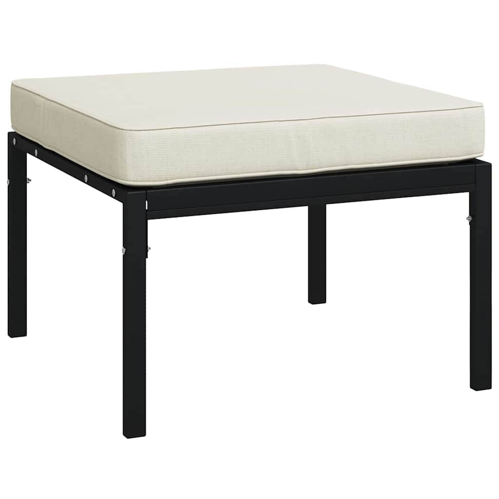 Lot de 2 Tabourets de jardin | Repose-pied de jardin | Pouf et coussins sable 60x60x35cm acier Maison Chic - Image 3