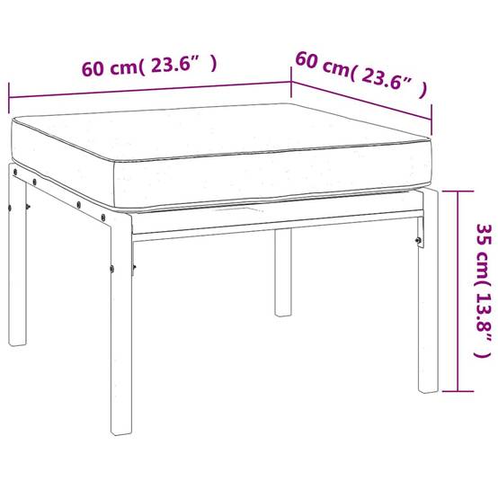 Lot de 2 Tabourets de jardin | Repose-pied de jardin | Pouf et coussins sable 60x60x35cm acier Maison Chic - Image 7