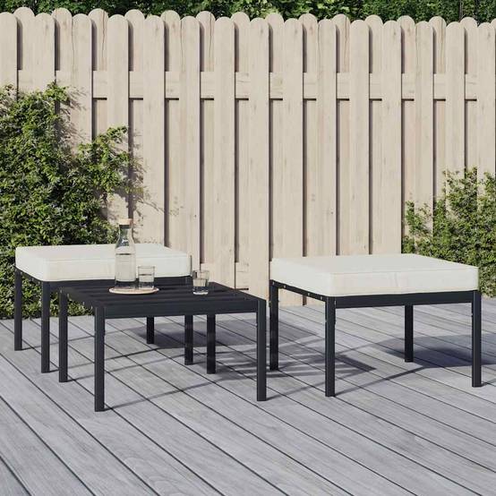 Lot de 2 Tabourets de jardin | Repose-pied de jardin | Pouf et coussins sable 60x60x35cm acier Maison Chic - Image 2