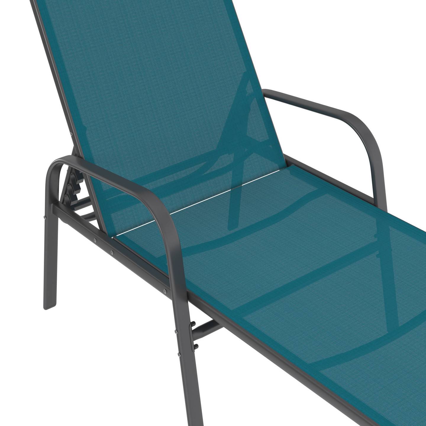 Lot de 2 transats de jardin inclinables FIDJI en acier gris anthracite et toile bleu canard - Image 6