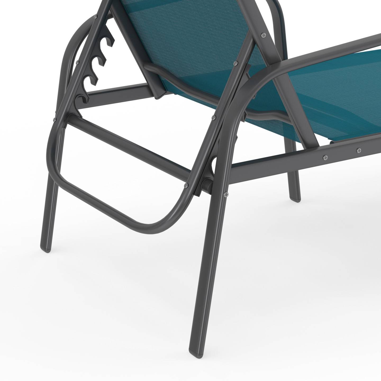 Lot de 2 transats de jardin inclinables FIDJI en acier gris anthracite et toile bleu canard - Image 5