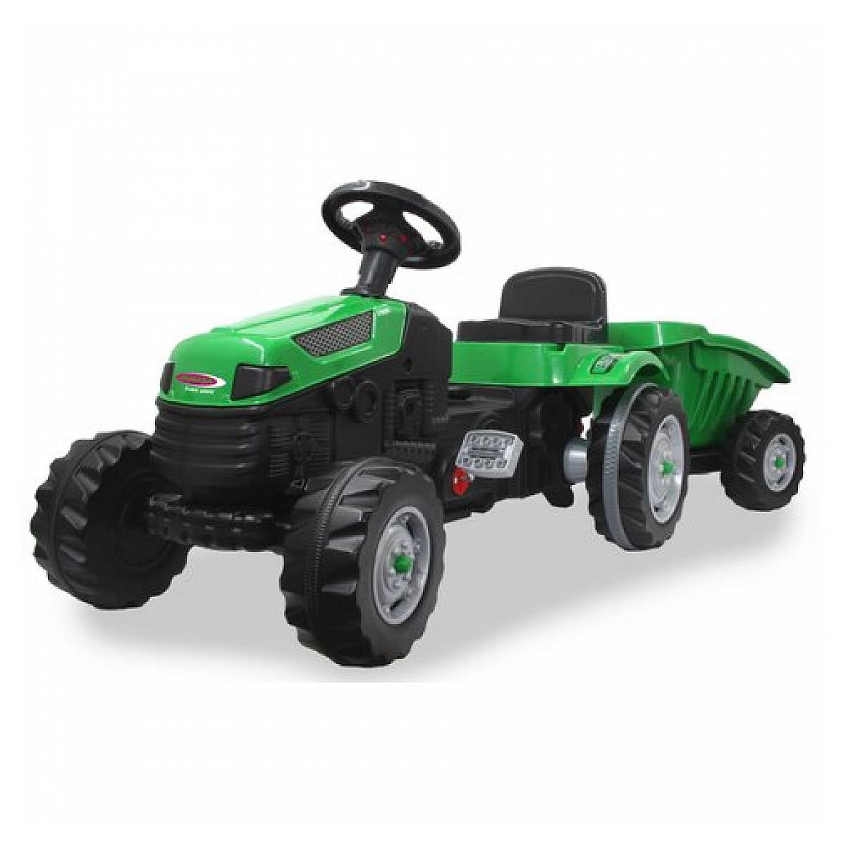 Tracteur à Pédales Strong Bull avec Remorque en Vert - Aventure Éducative pour Enfants - Image 1