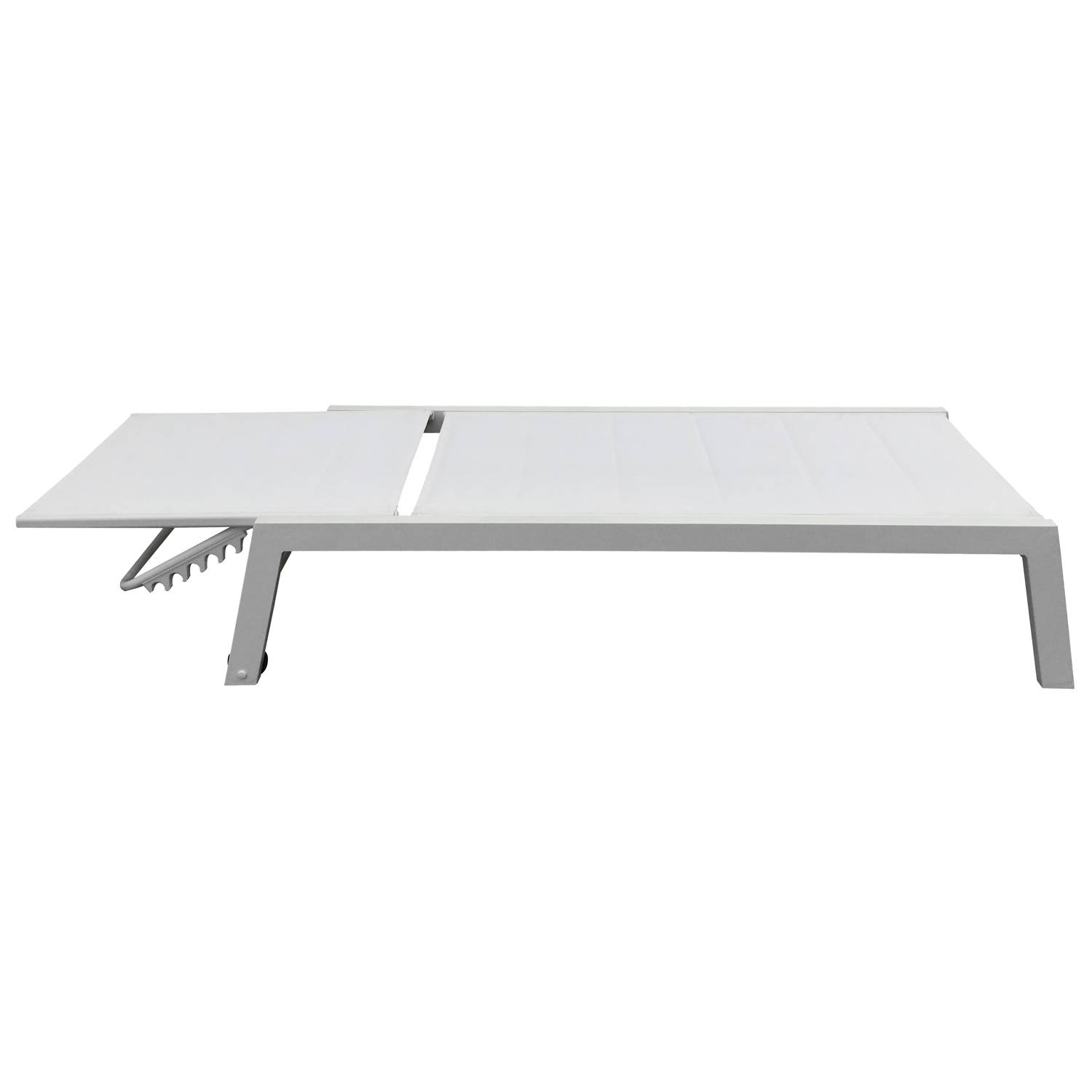 Lot de 2 bains de soleil BARBADOS en textilène blanc - aluminium blanc - HAPPY GARDEN - Image 4