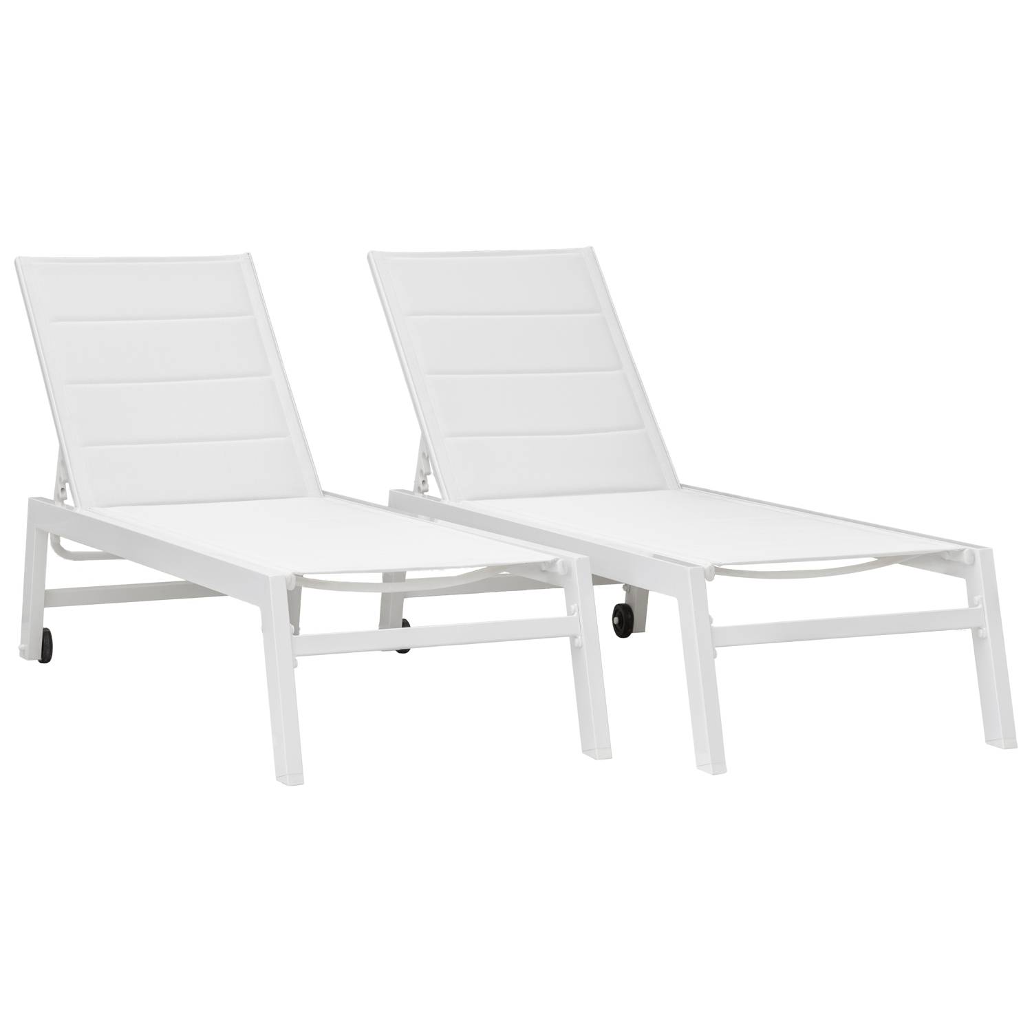 Lot de 2 bains de soleil BARBADOS en textilène blanc - aluminium blanc - HAPPY GARDEN - Image 1