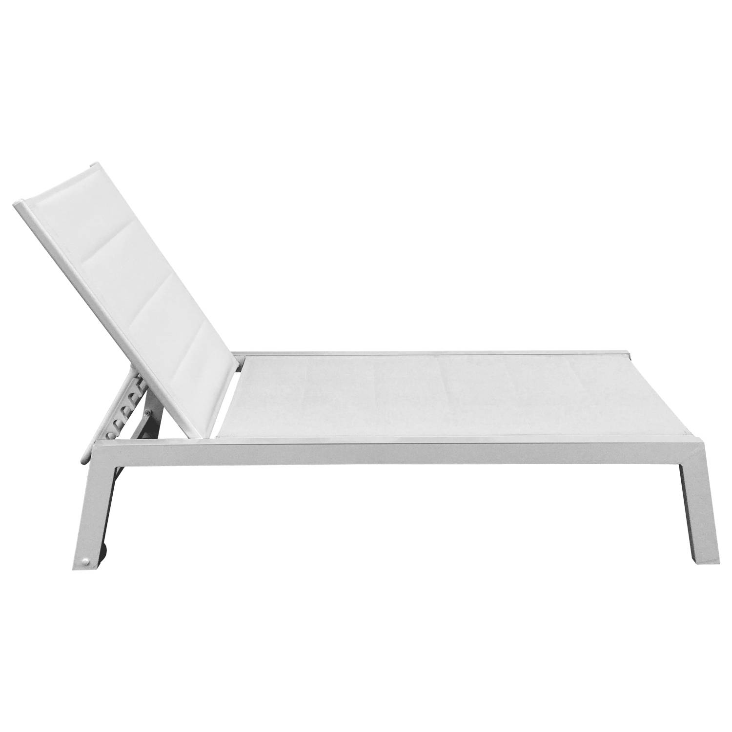 Lot de 2 bains de soleil BARBADOS en textilène blanc - aluminium blanc - HAPPY GARDEN - Image 3