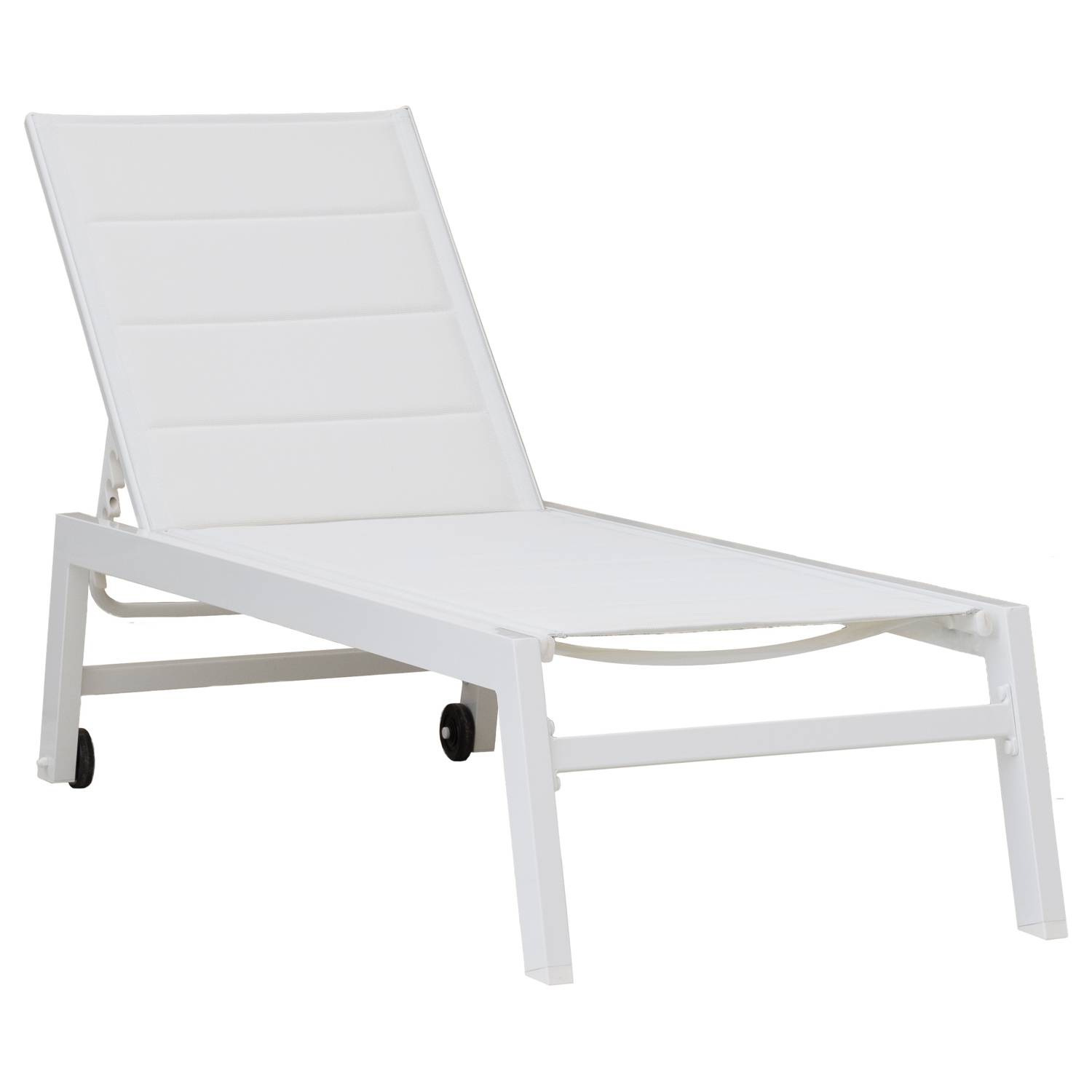 Lot de 2 bains de soleil BARBADOS en textilène blanc - aluminium blanc - HAPPY GARDEN - Image 9