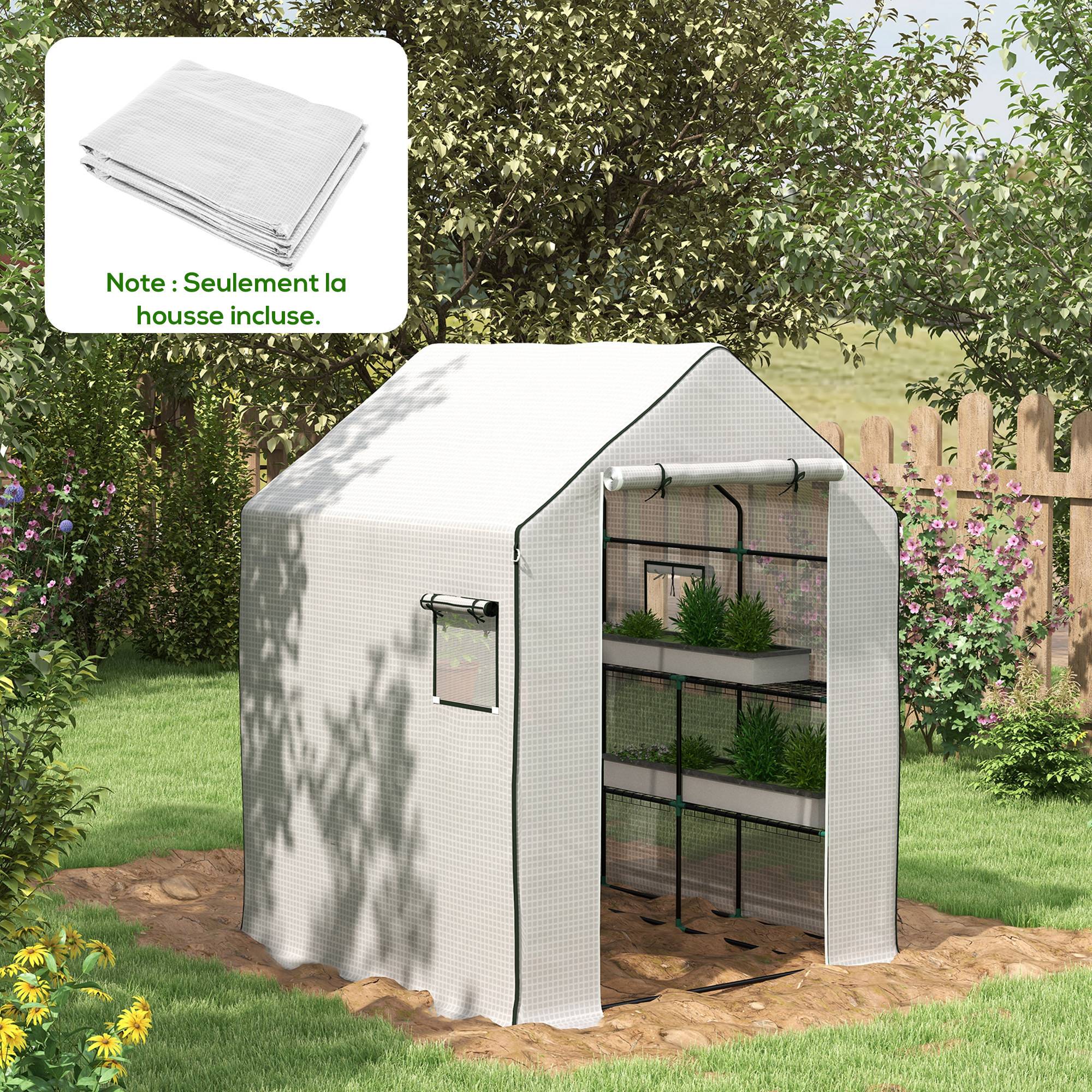 Bâche de remplacement pour serre de jardin 140 x 143 x 190 cm avec fenêtre et porte à fermeture éclair anti-UV - Image 3