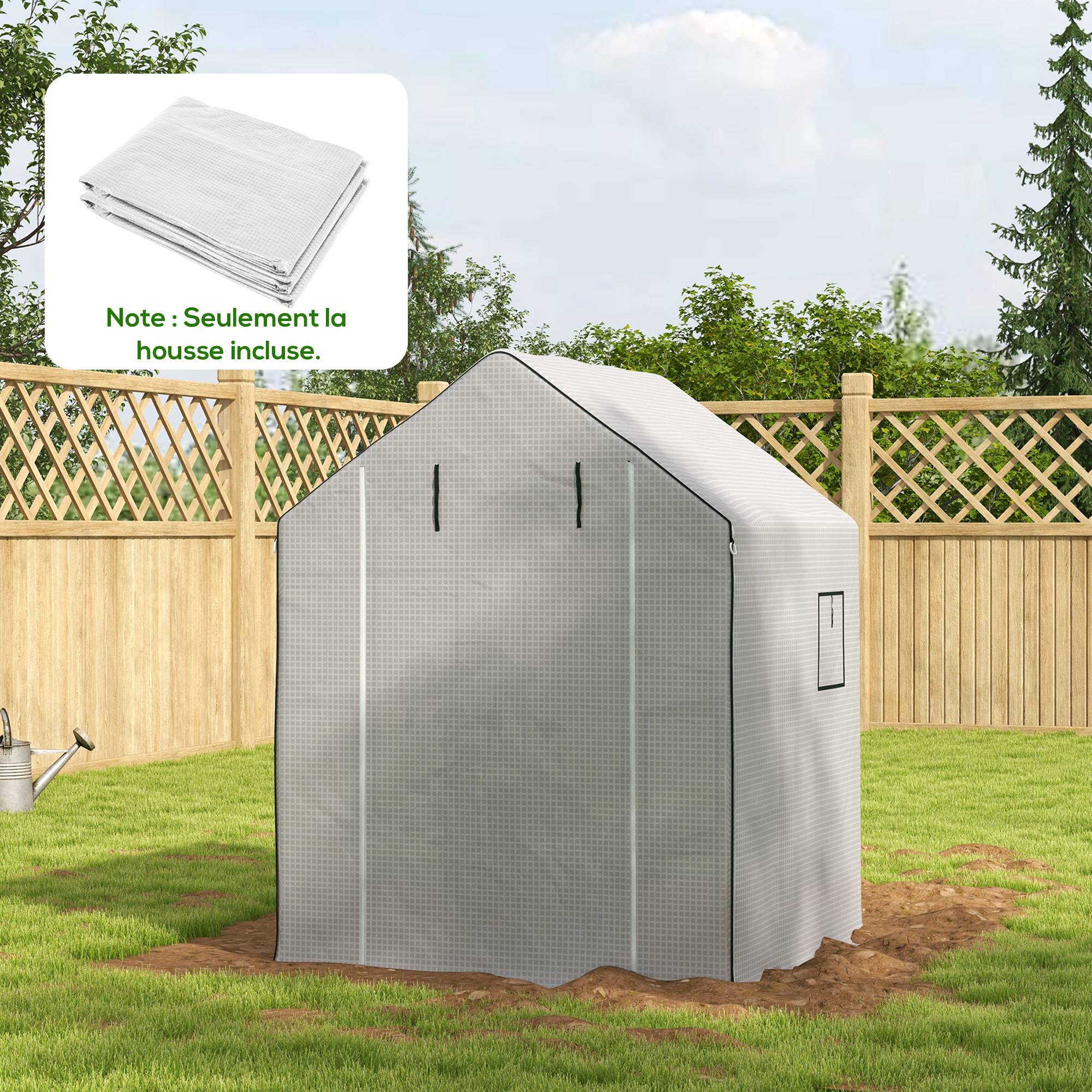 Bâche de remplacement pour serre de jardin 140 x 143 x 190 cm avec fenêtre et porte à fermeture éclair anti-UV - Image 4