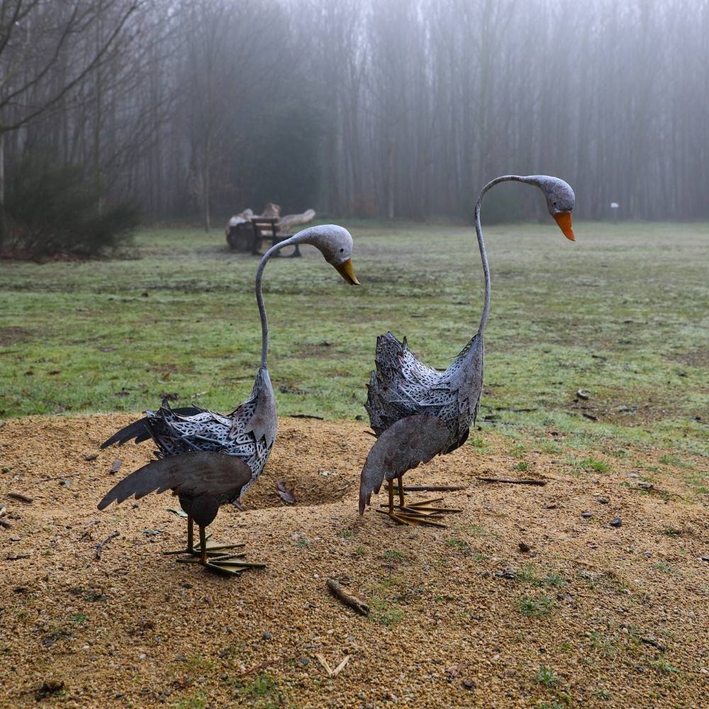 Set de 2 Canes en métal gris et orange Ht.58-72 cm Chemin de campagne - Image 3