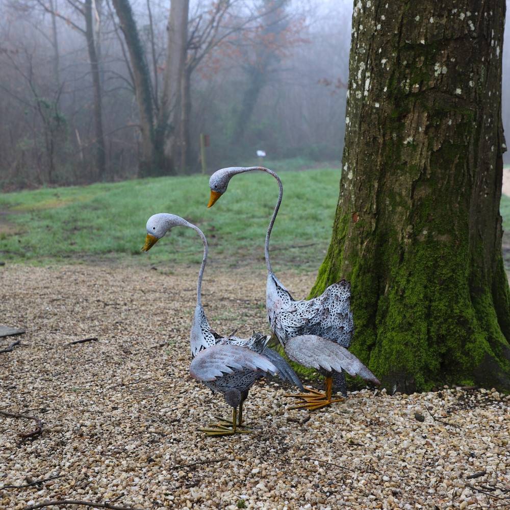 Set de 2 Canes en métal gris et orange Ht.58-72 cm Chemin de campagne - Image 2
