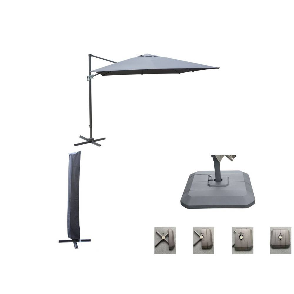 Proloisirs - Set d'ombrage complet (1 parasol déporté NH 3x3 + 1 housse + 1 lestage) - grey PROLOISIRS - Image 1