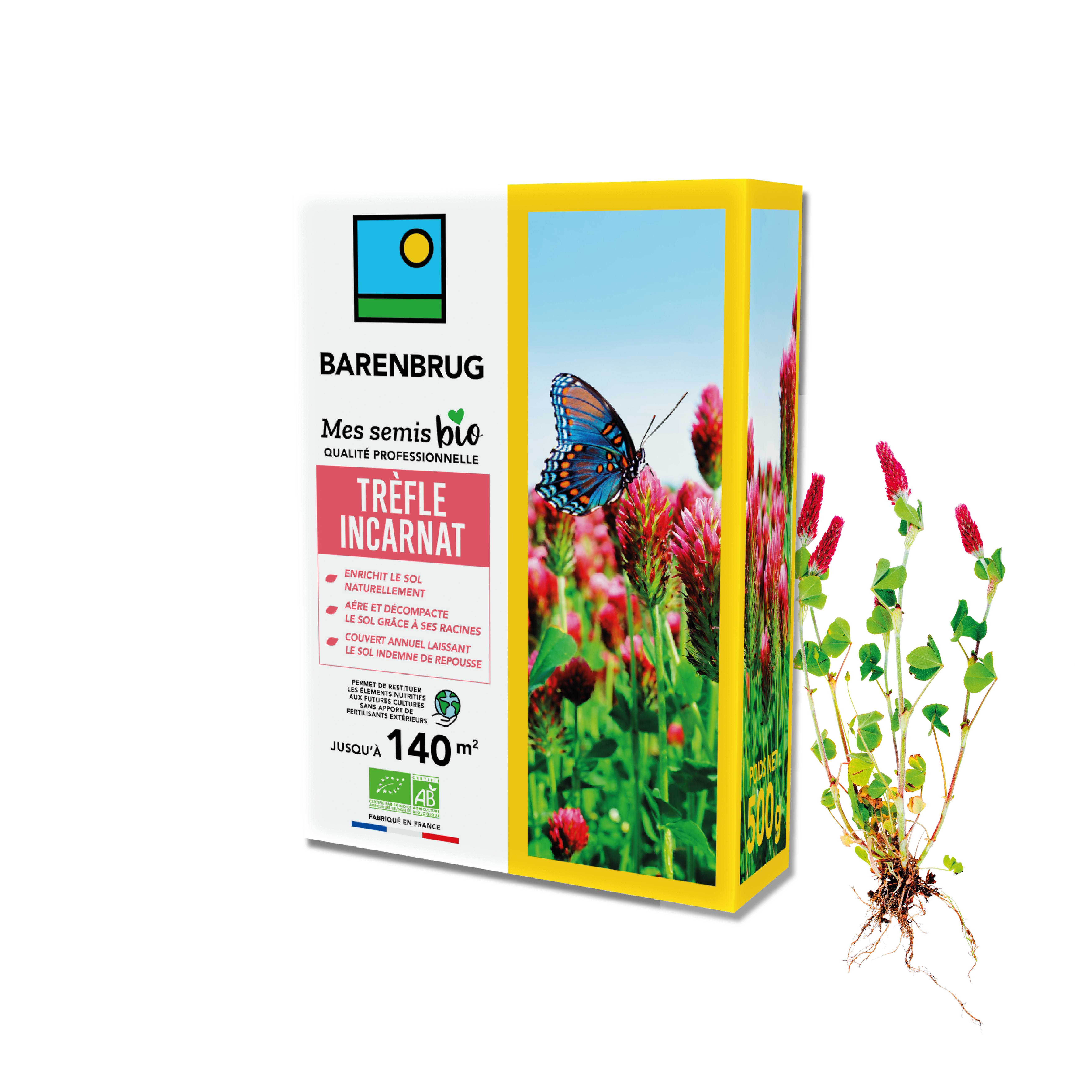 Barenbrug - Trèfle incarnat - Enrichit Naturellement Sol - Aère et Décompacte - Couvert Annuel Sans Repousse - 500G - BARENBRUG - Image 1